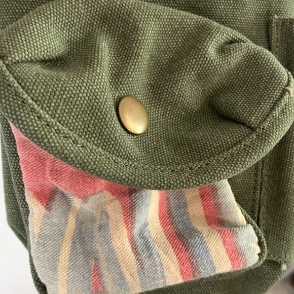 Selina Vaughan Studios green canvas repurposed upcycled grain bag crossbody bag - Picture 4 of 12